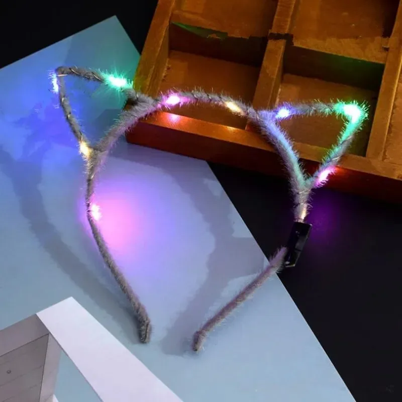 Festive Led Ear Cat Shaped LED Headbands Light Up Flashing Headwear Glow Party Supplies Wedding Birthday Cosplay Halloween - view 4