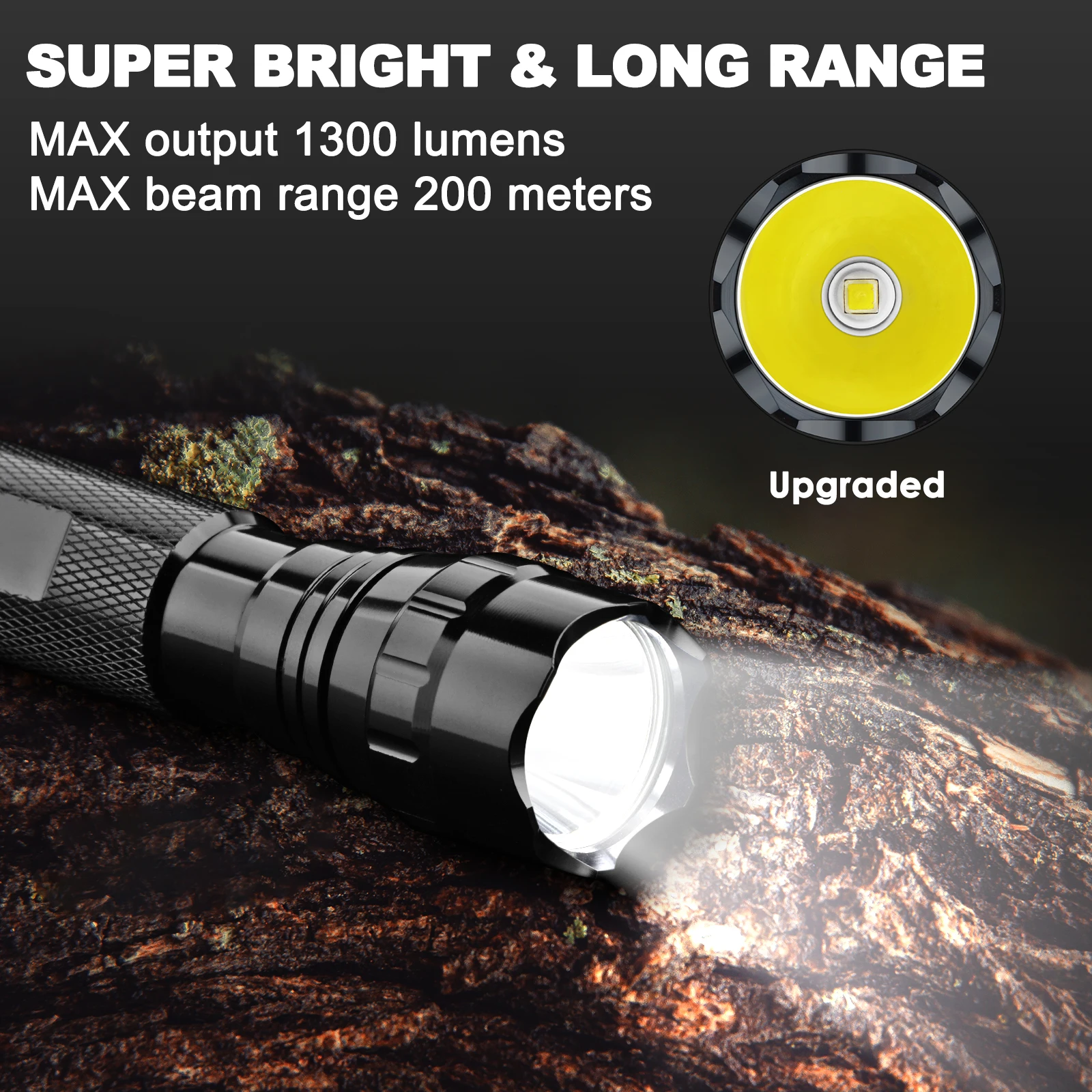 UltraFire 2 Pack WF-501D Tactical LED Flashlight Super Bright 3 Mode 1300LM IP65 Handheld Lantern 18650 Rechargeable Torch Light