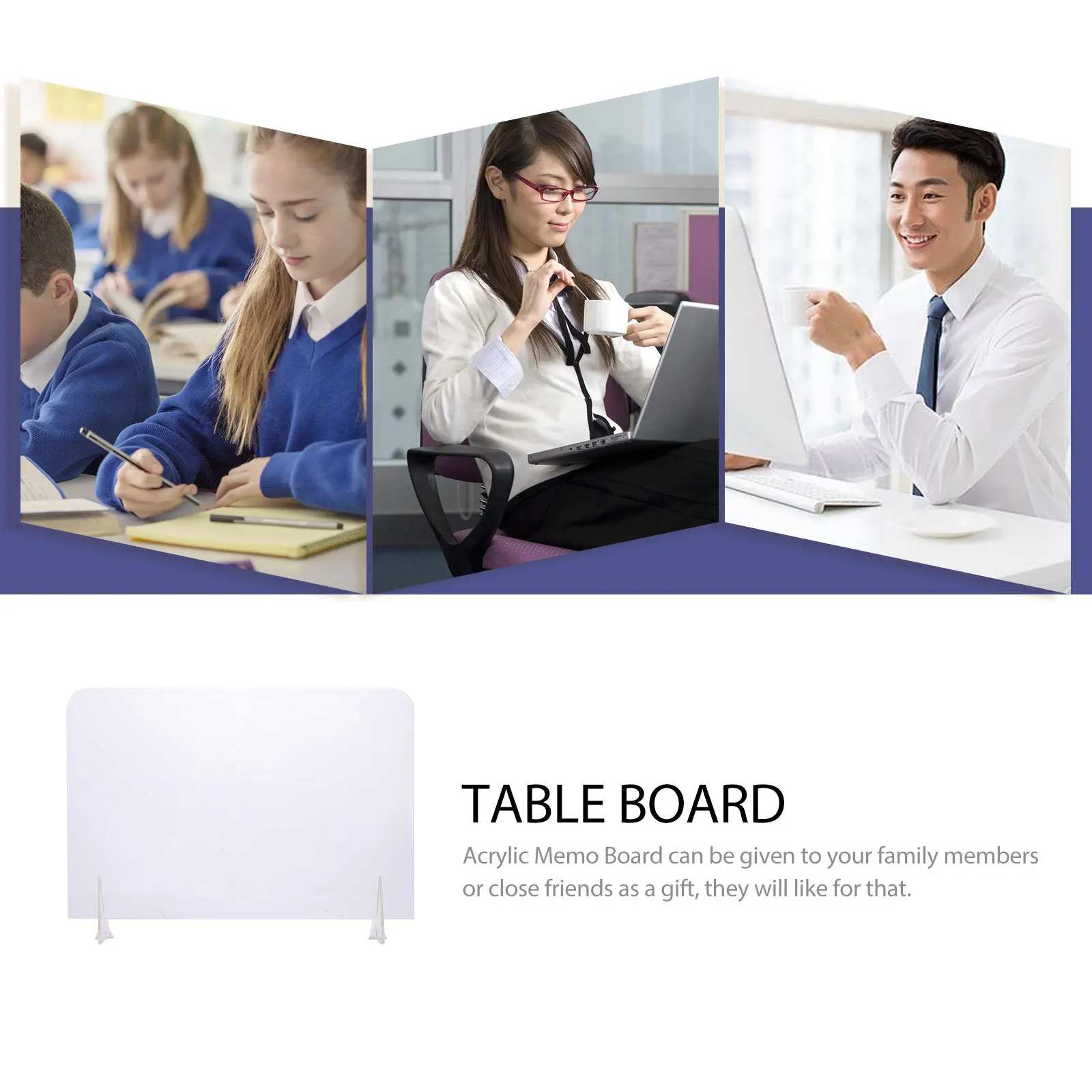 

1Set Acrylic Message Board Reusable Writing Surface for Home School Office Tabletop Memo Board with Erasable Pen Household