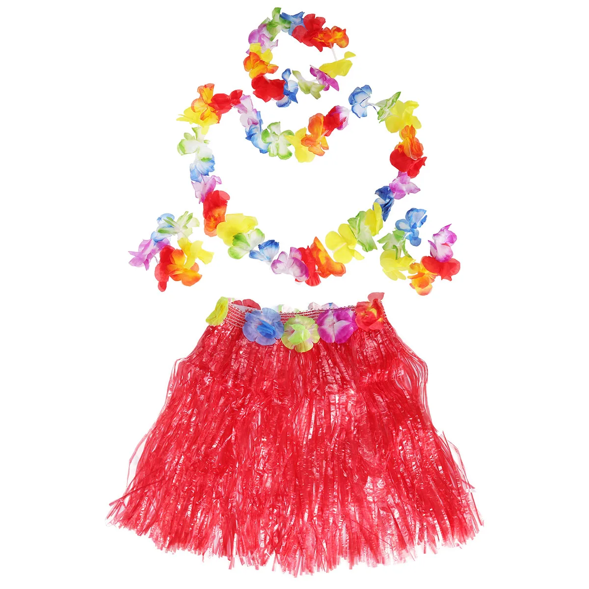 

40 Cm Grass Skirt Suit Hawaiian Costume Set Costumes Beach Accessories Red Luau Hula Skirts Outfit