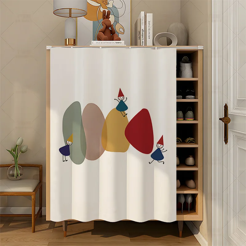VIKAMA Minimalist Cabinet Dust Curtain No Drill Storage Divider Decorative for Shoe Cabinet Storage Cupboard Home Decor
