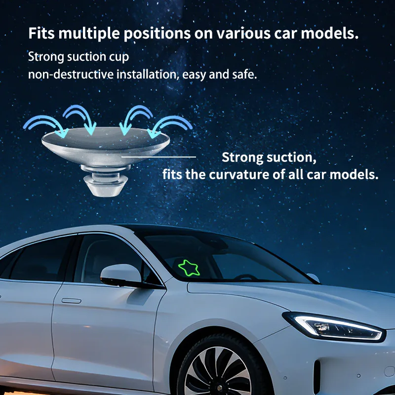 Star-Shaped Solar Car Ambient Light 7-Color Multi-Mode Wireless LED Light Car Triangle Window Atmosphere Light Auto Decoration