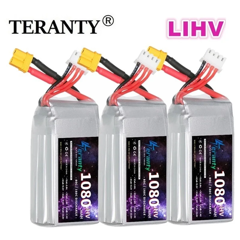 TERANTY HV Battery 1080mAh 3S 11.4V 80C LiHV Lipo Battery XT30 XT60 Plug For Racing Car RC Drone Helicopter Aircraft FPV 1-3PCS