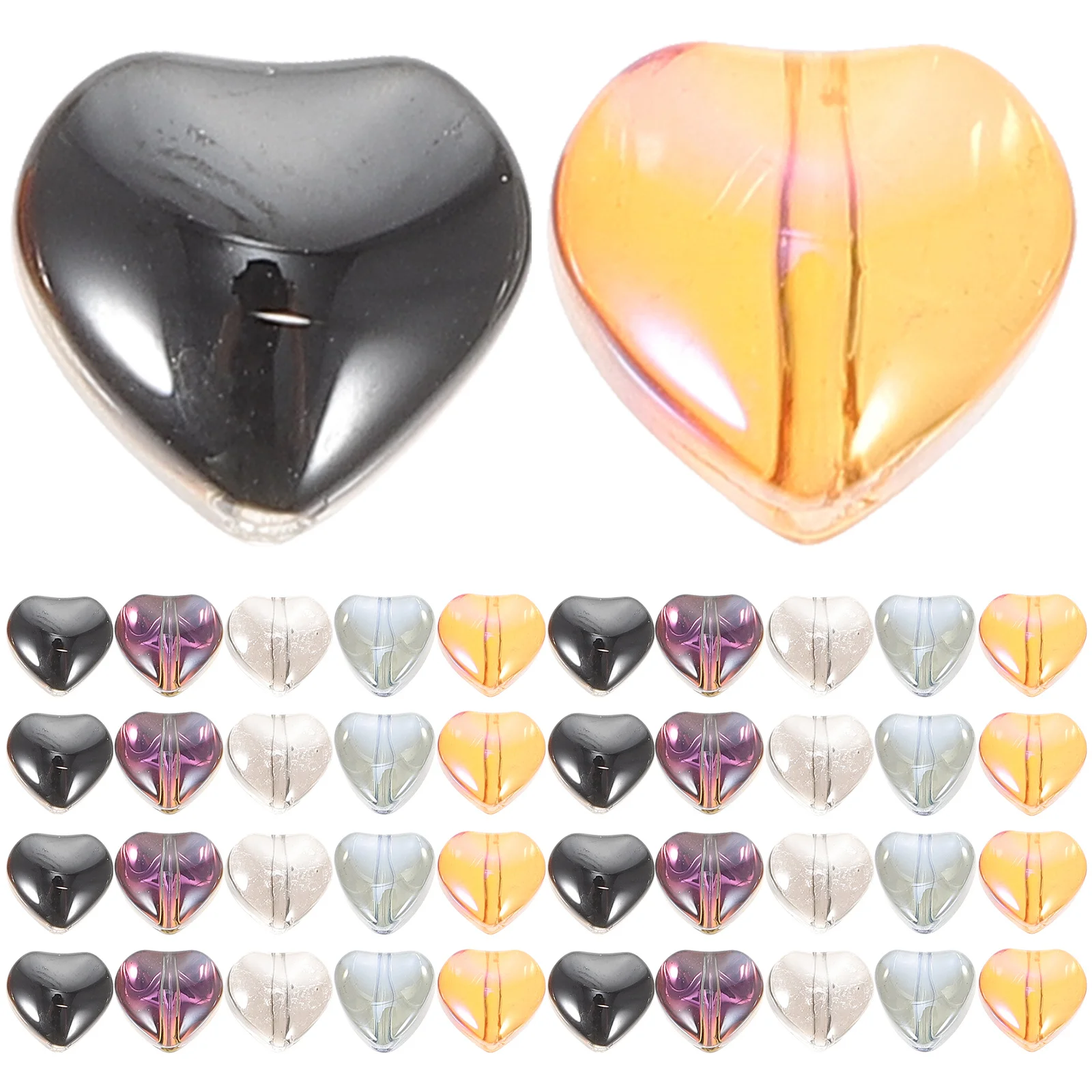 

100Pcs Glass Heart Spacer Beads Colorful Bright Smooth Surface DIY Jewelry Craft Making Loose Beads Bead Loose Bead Charm