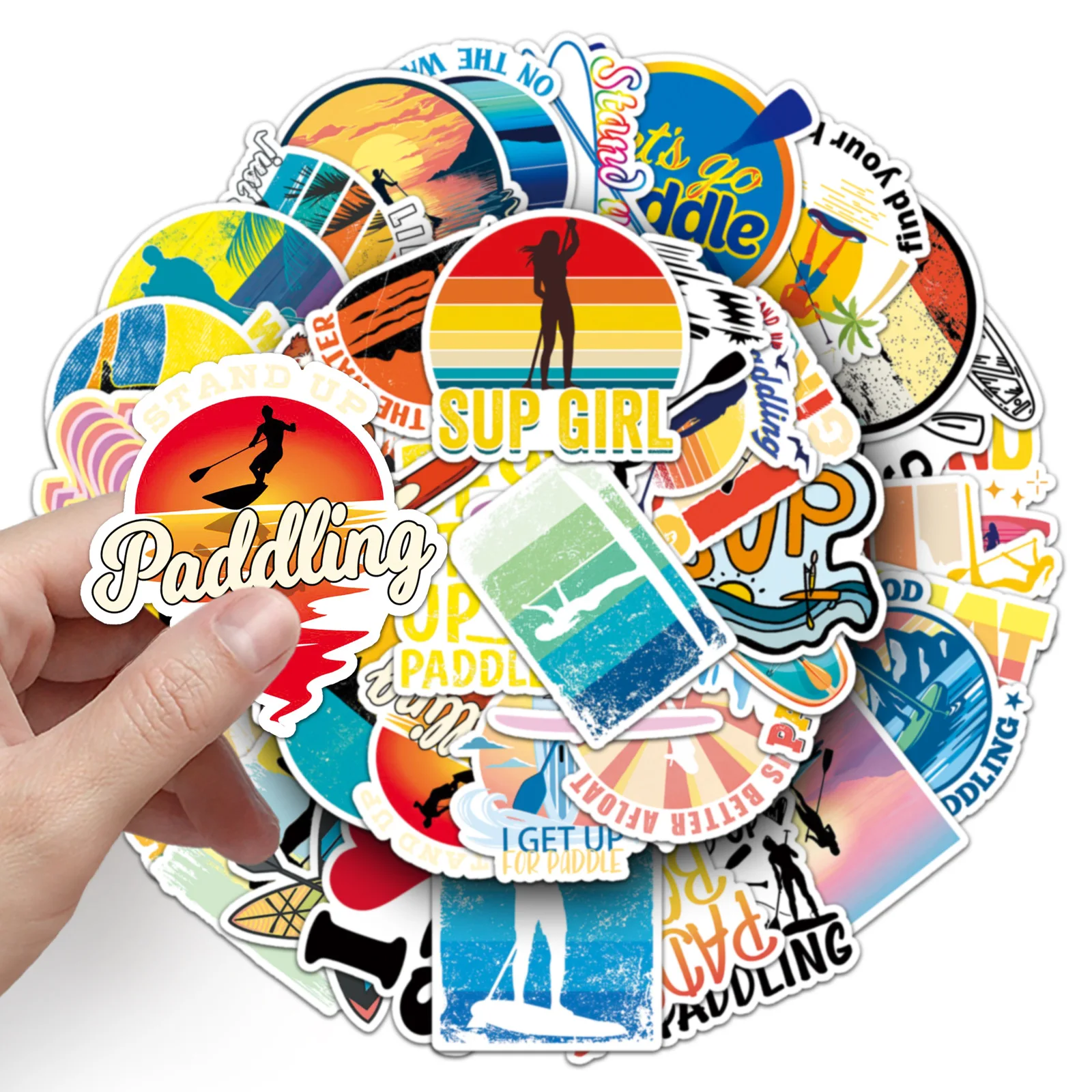 50 standing paddle board stickers, SUP standing single paddle surfing sports water skiing DIY decorative stickers