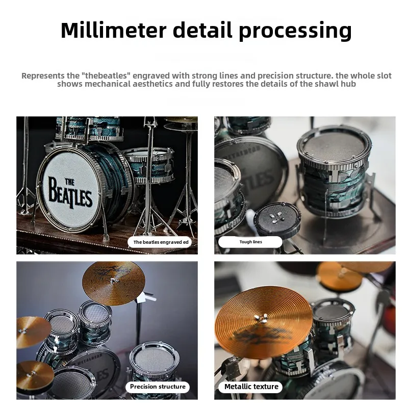 Metal assembly model drum ornament building blocks 3d three-dimensional puzzle boring handmade handmade DIY gift - Image 5