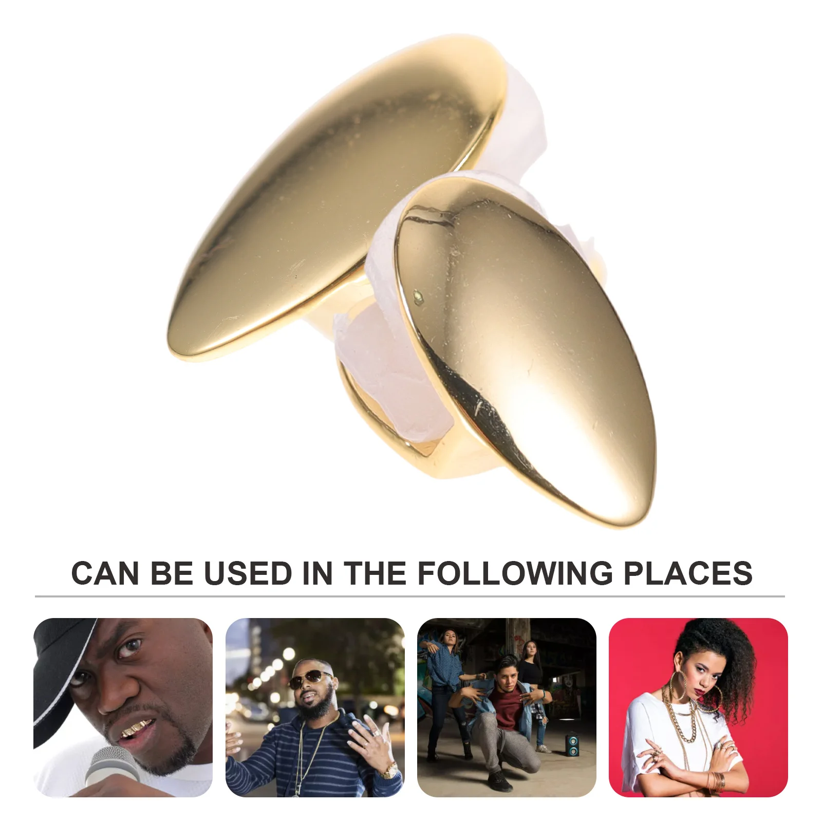 

2Pcs Fake Grill for Teeth Metal Denture Jewelry Hip Hop Fashion Accessory Cool Wolf Fangs Design for Cosplay Night Club