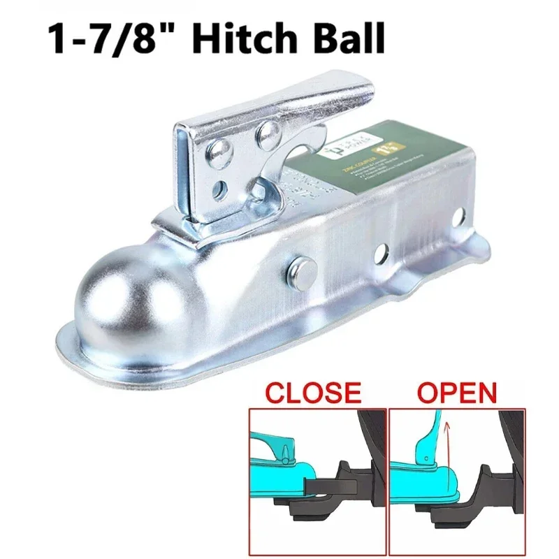 

Trailer Coupler for 1-7/8" Hitch Ball Cover Adjustable Straight Tongue 2" Channel Width 2000LBS RV Camper Caravan Accessories