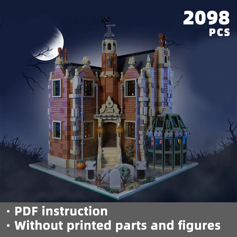 Mysteriöse Halloween Spukhaus Diorama Ziegel modulare Horror Stadtbild Haus Blöcke Herrenhaus Villa Friedhof Moc Corne