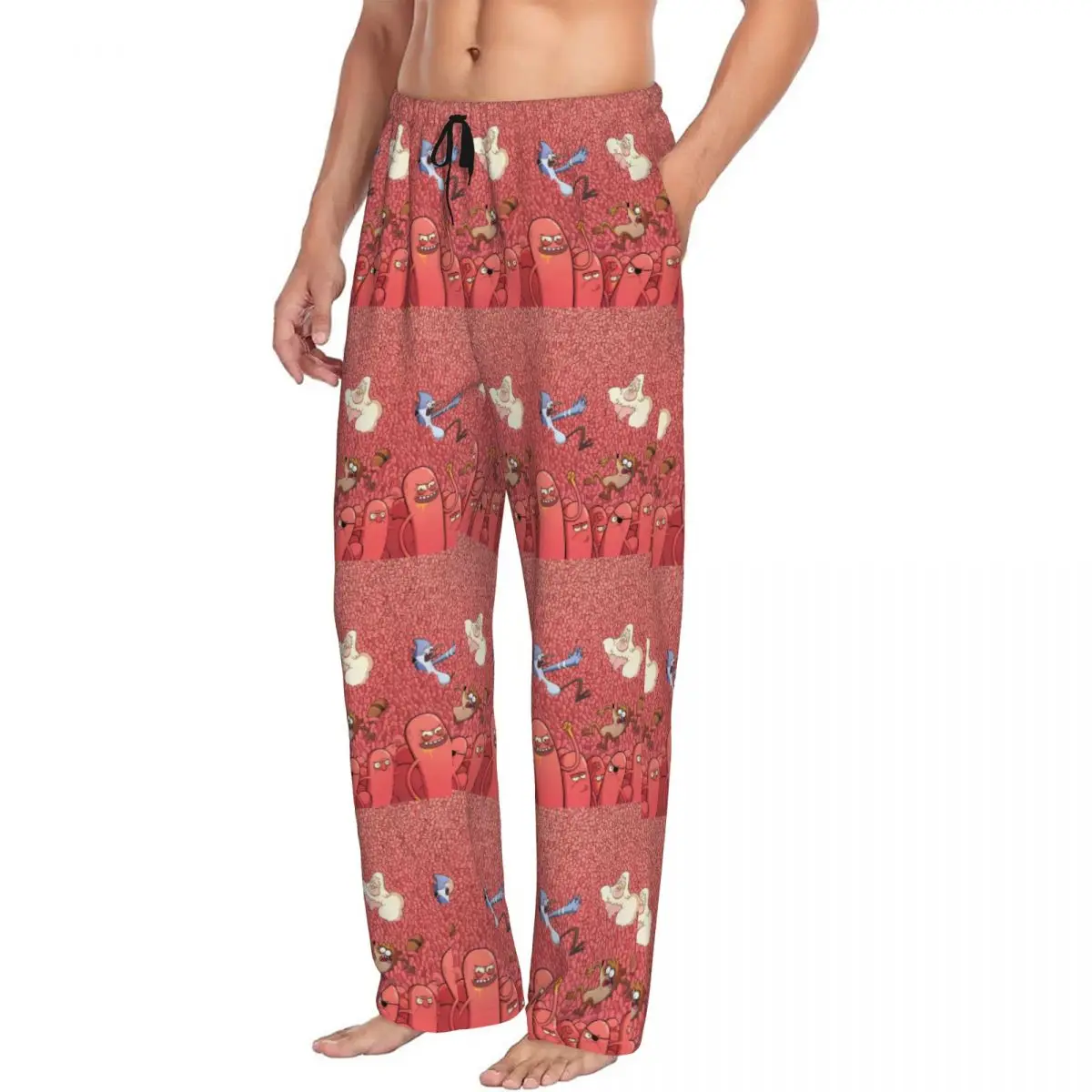 Custom Men R-Regular Show Pajama Pants Print Cute Anime Sleep Sleepwear Bottoms with Pockets