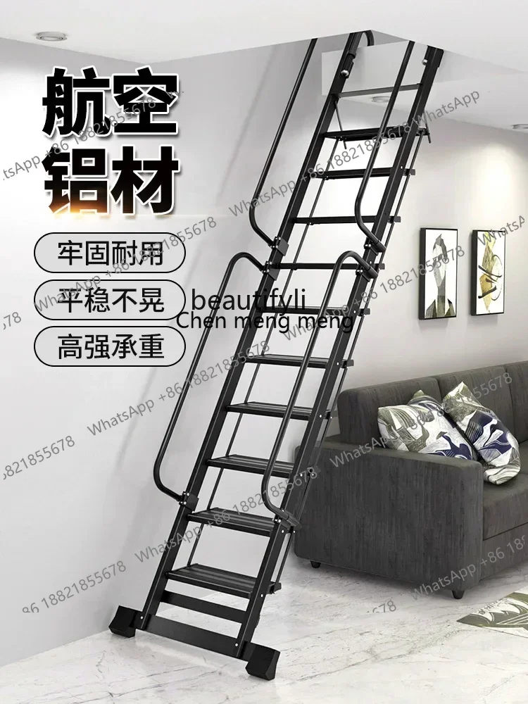 New modern minimalist staircase, home use aluminum alloy folding step ladder, indoor straight ladder, telescopic staircase