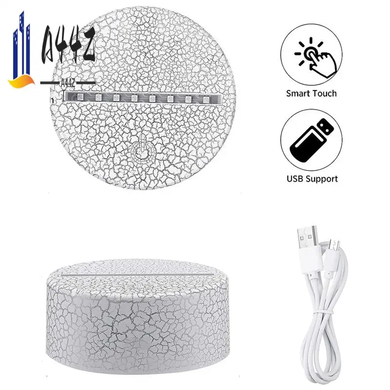 

A44Z-10 шт. акриловый 3D светодиодный цоколь для настольного ночника, 7 цветов, регулировка батареи из АБС-пластика или USB-аксессуары для освещения