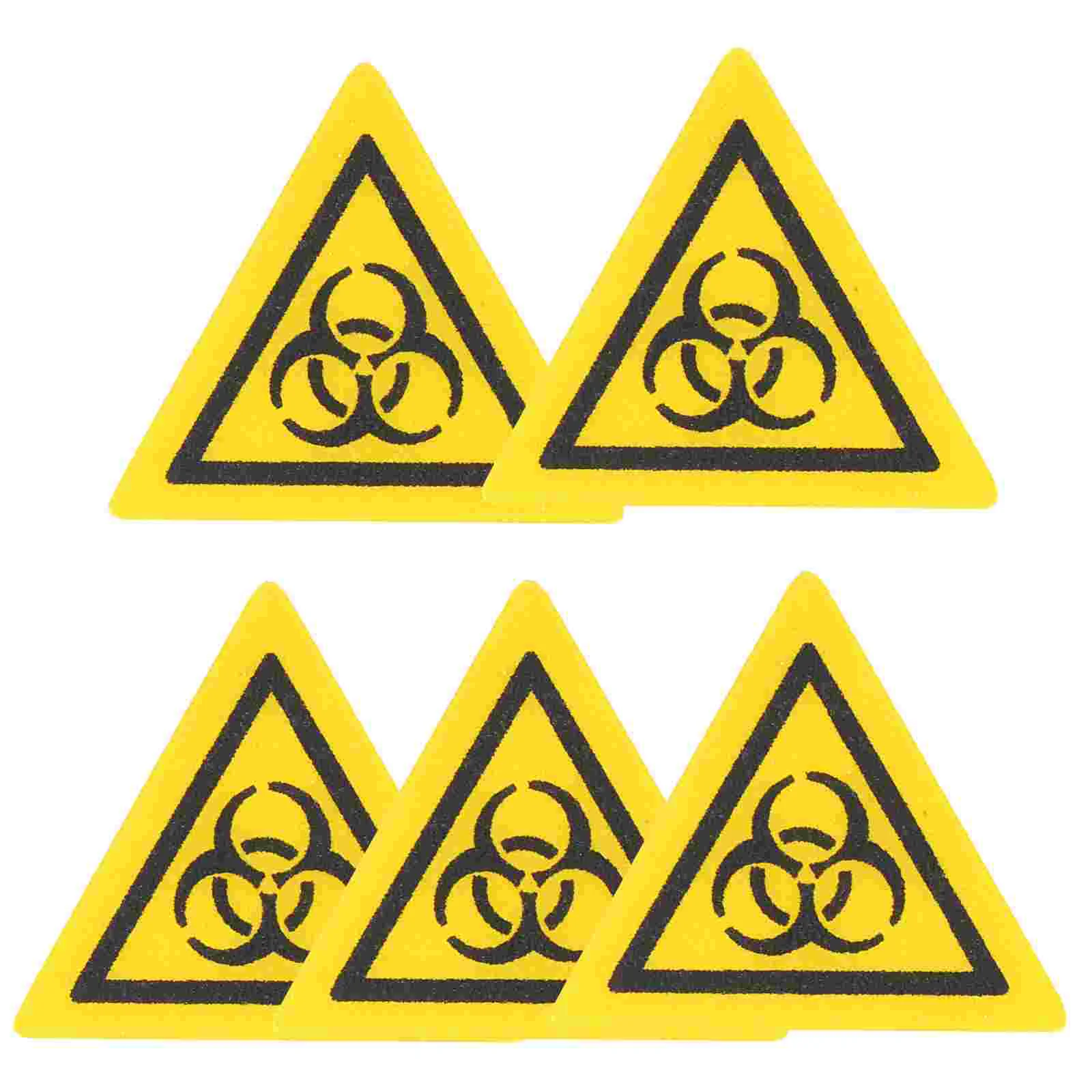 5 Pcs Biosafety Sign Biological Hazard Decals Laboratory Risk Warning Signs Food Label Marking Sticker