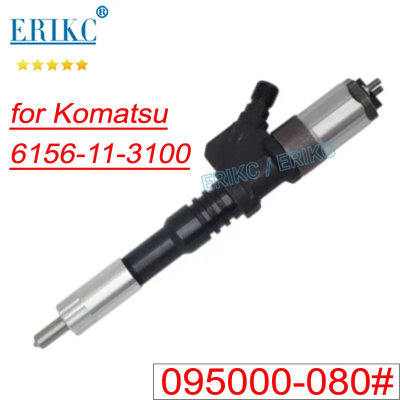 6156-11-3100 095000-0801 Inyector de Combustible 095000-0800 Inyector Diesel Common Rail para Komatsu SA6D125E 6156-11-3101