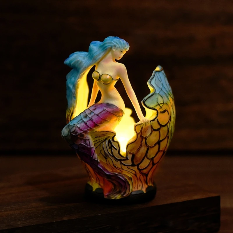 Colored Glass Animal Series Table Night Light Resin Stained Table Lamp Resin Animal Home Bedroom Decoration Dropship