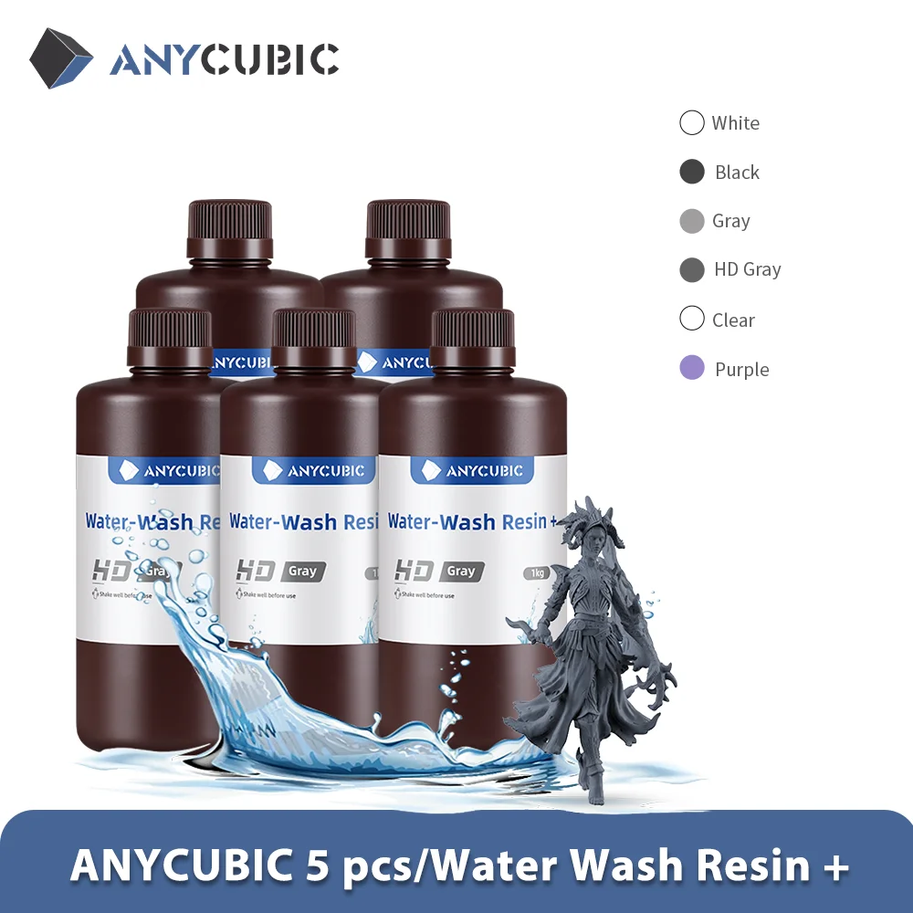 ANYCUBIC 5pcs/lot 405nm Water Washable Resin For LCD 3D Printer Liquid Photopolymer Resin 3D Printing Material