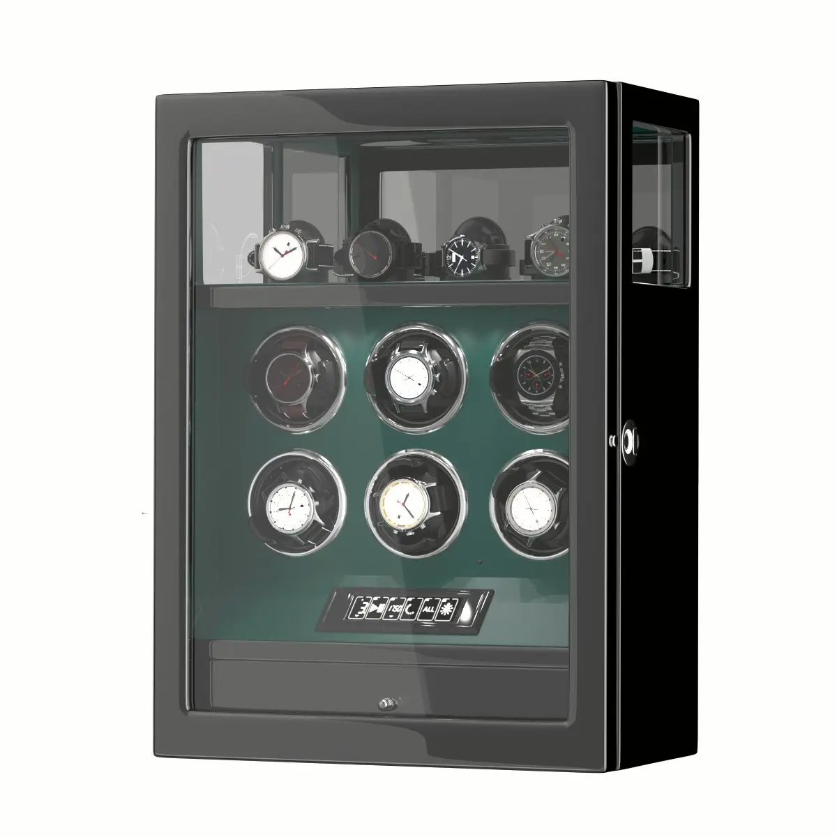 Разблокировка по отпечатку пальца намотка для часов Автоматическое вращение умный пульт дистанционного управления Сенсорный экран коробка для часов 6 коробка для хранения часов