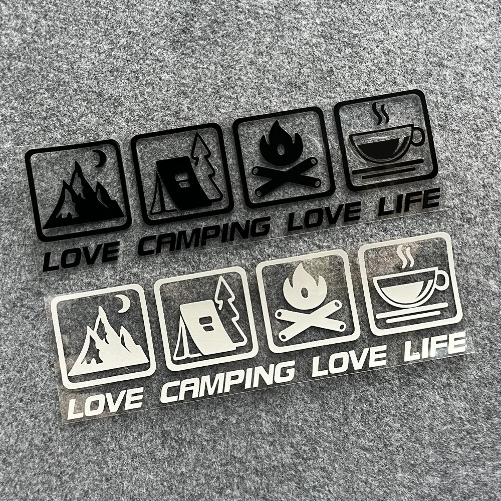 Canping Liebesleben Camping Auto Aufkleber Wildnis Lagerfeuer Abenteuer Auto Dekoration Aufkleber Kaffee RV Offroad wasserdicht