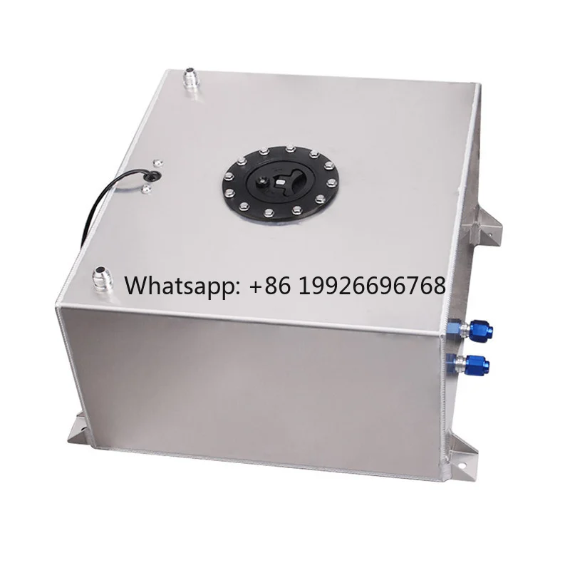 

60L Aluminum Racing-Grade Auxiliary Fuel Tank Surge Tank Oil Catch Can-With Oil Level Sensor&Quick-Release Mirror Polished Cap