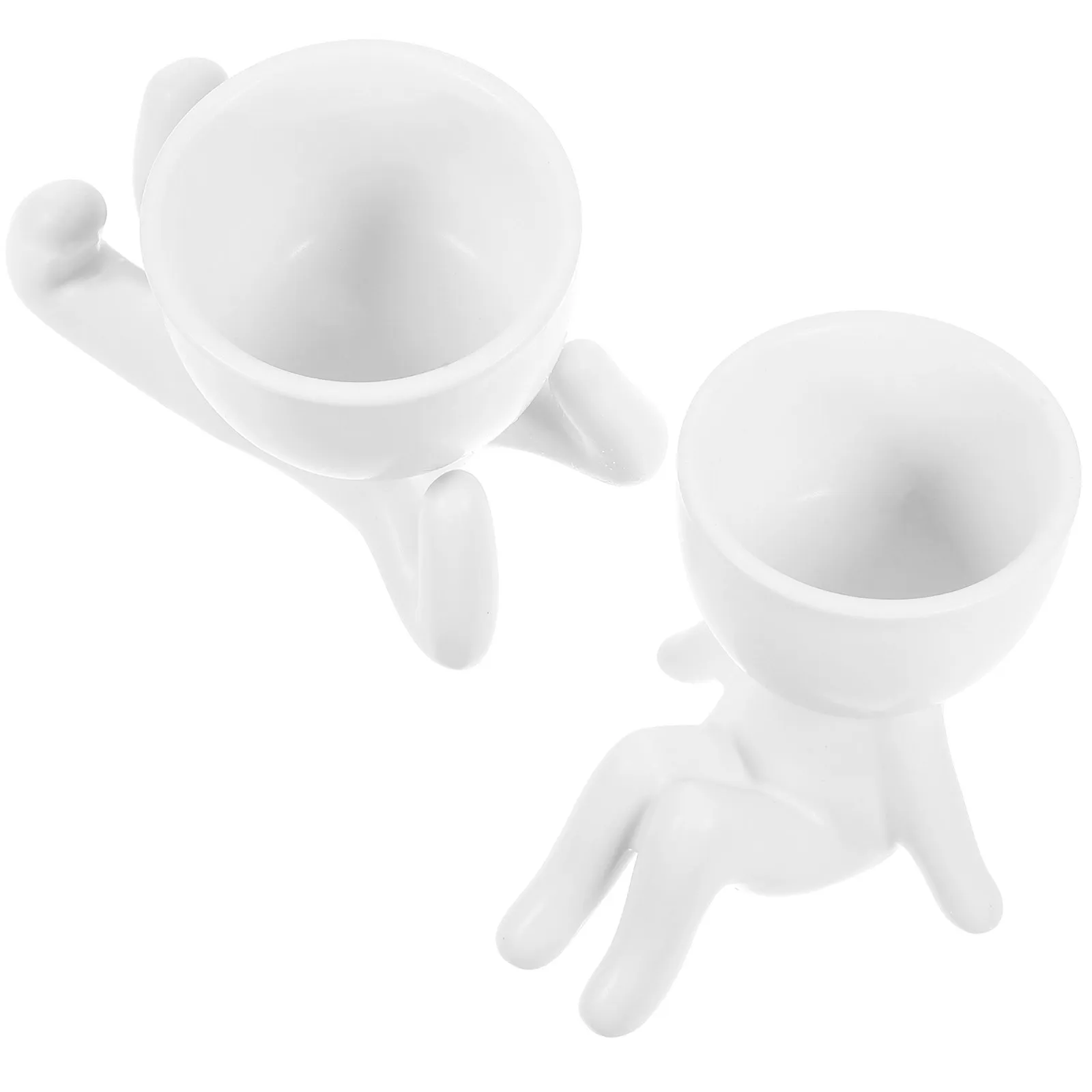 2Pcs Ceramic Small Figure Planters Creative Human Shape Succulent Pots Decorative Flower Pot Indoor Garden Bonsai Plant Pots