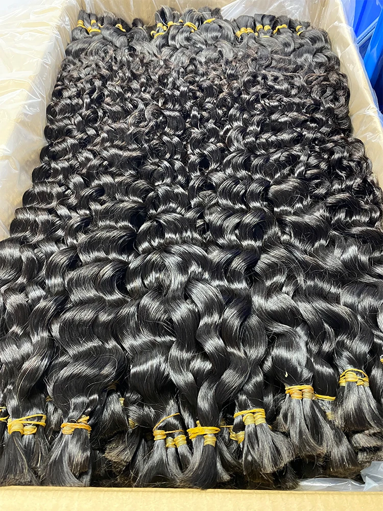 10a Maagdelijke Krullend 50G 100G 300G Italiaanse Krul Diepe Golf Bulk Hair Extensions Voor Boho Vlechten Haar Menselijk Vlechten Haar Bulk Geen Inslag