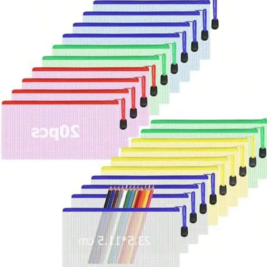 

20 шт. A6 водонепроницаемые сетчатые чехлы для ручек на молнии дорожные канцелярские принадлежности кошелек сумка для купюр квитанций школьные принадлежности