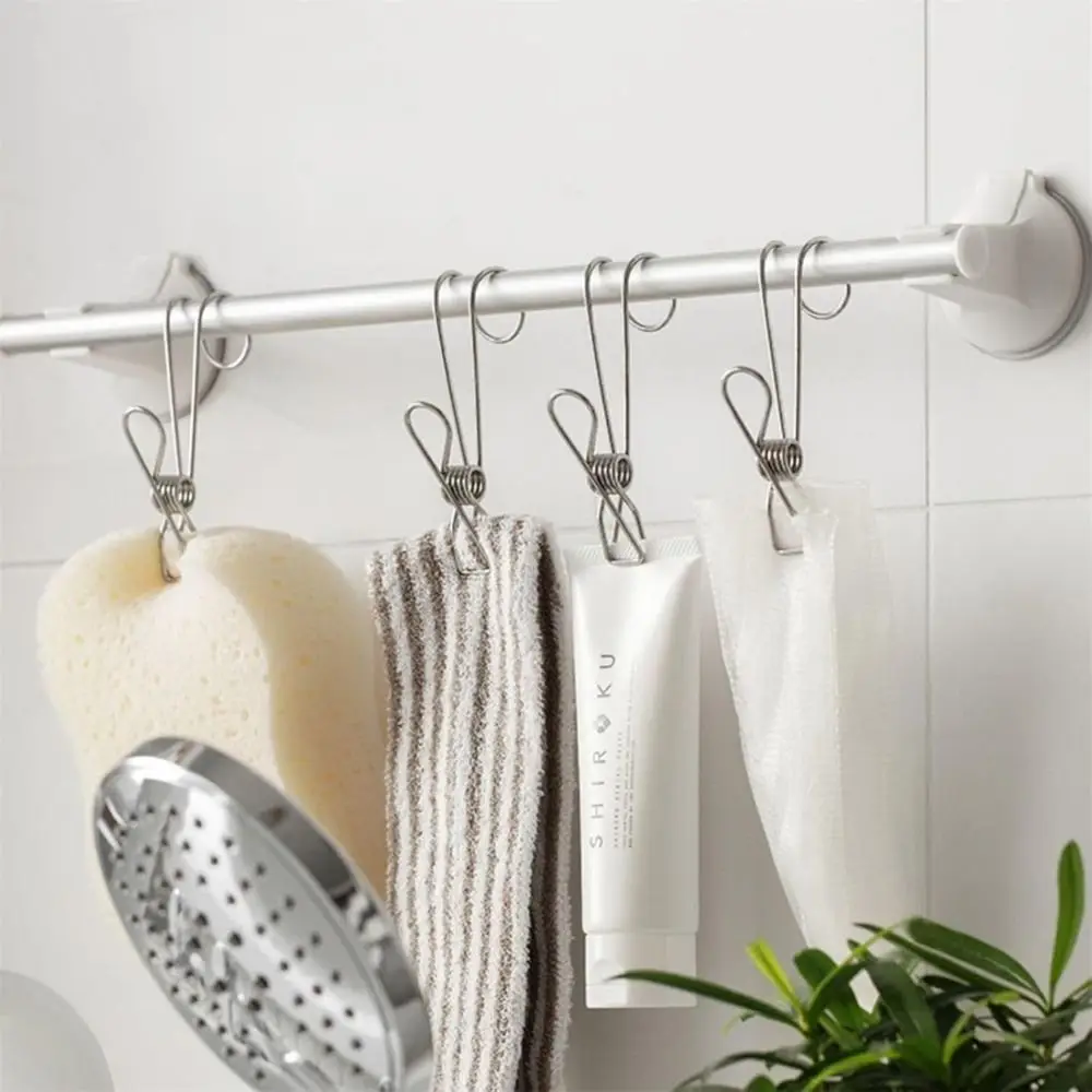6Pcs Multifunctional Durable Stainless Steel Hanger Clip Organizer Space Saving Long Tail Clip Rustproof Clothes Pegs Closet