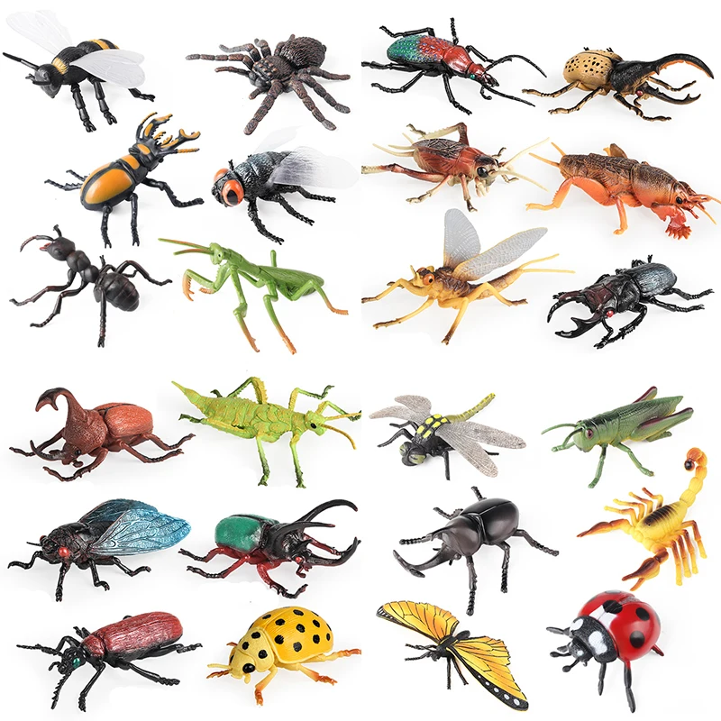 Oenux Nieuwe Insecten Dieren Set Actiefiguren Bos Vlinder Bee Spider Lieveheersbeestje Bidsprinkhaan Model Beeldjes Kinderen Onderwijs Gift Speelgoed - afbeelding 2