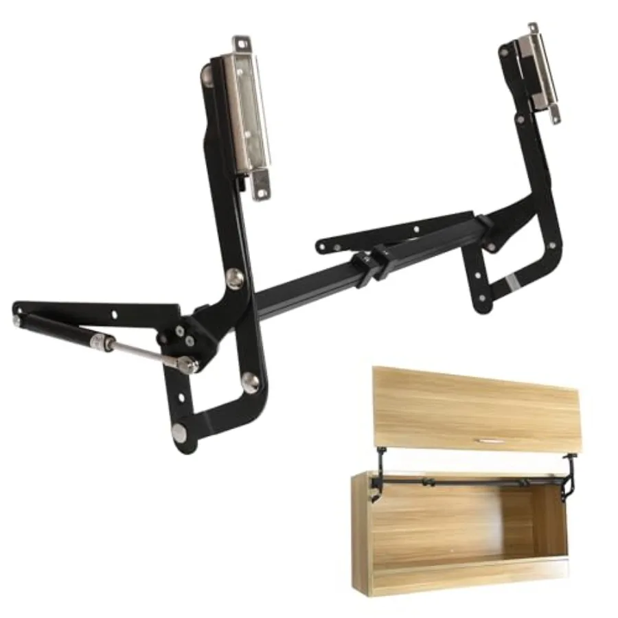 

Vertical Lift Hinge, Vertical Swing Lift Pneumatic Arm Kitchen Mechanical Hinge Slow Closing, Durable and Silent Fit for Cabine