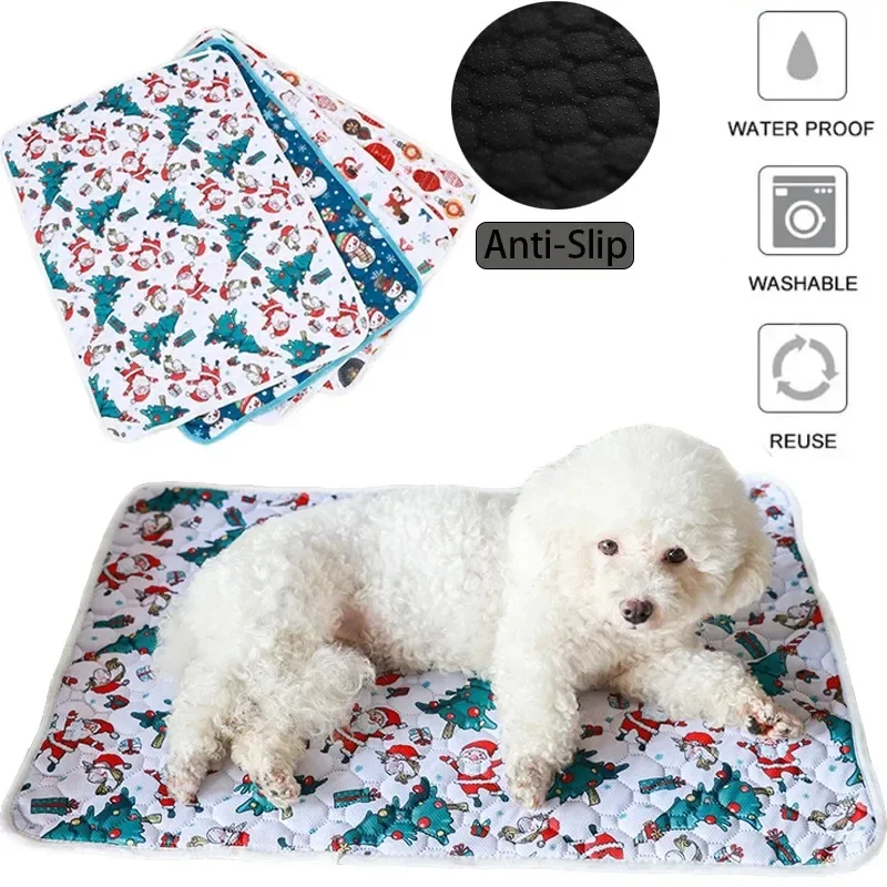 

Christmas Dog Urine Pad Blanket Absorbent Diaper Washable Chrismas Puppy Training Pad Pet Bed Urine Mat for Pet Car Seat Cover