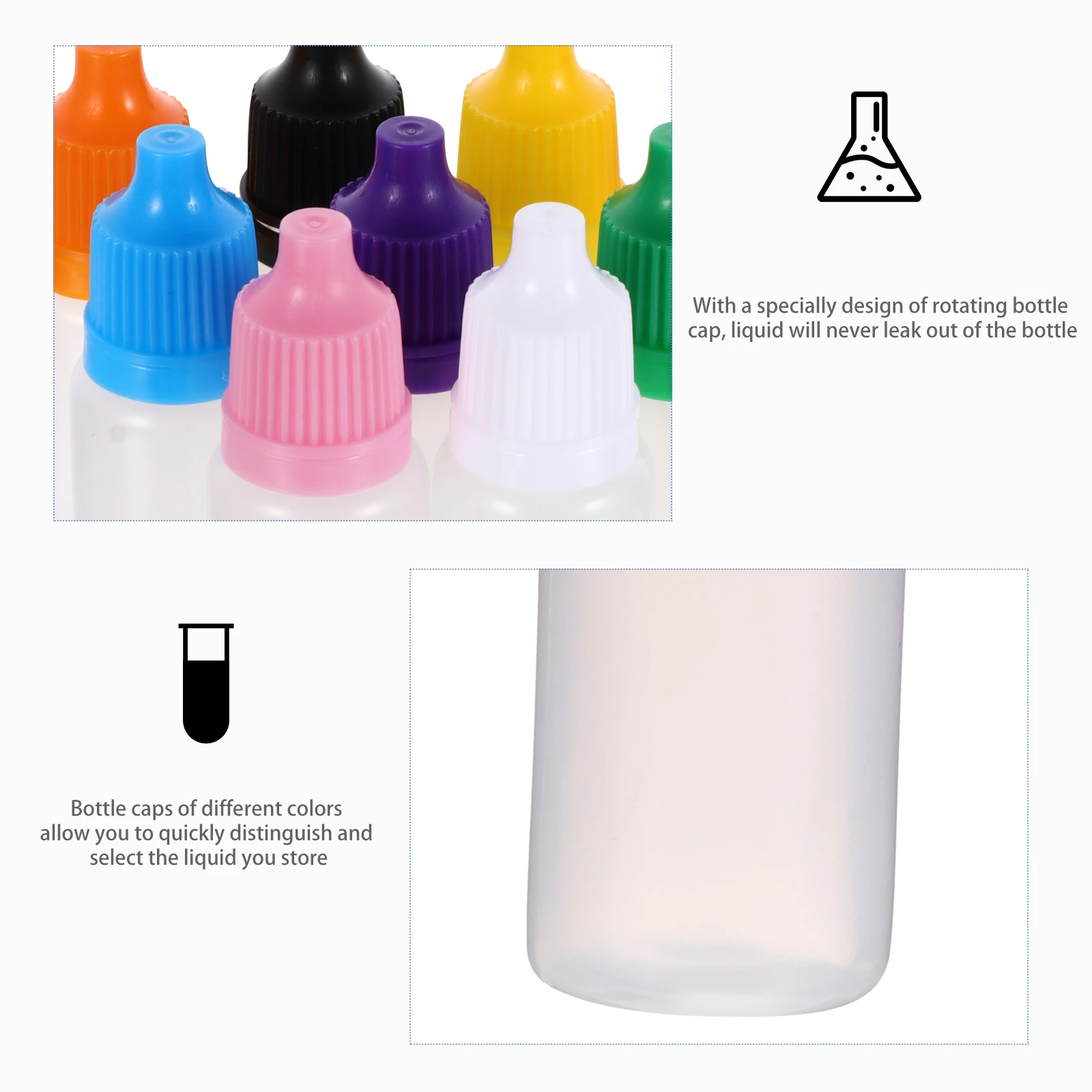 

50Pcs Empty Dropper Bottles 10Ml Refillable Squeezable Containers for Eye Drops Liquid Portable Medical Grade Pe Plastic with