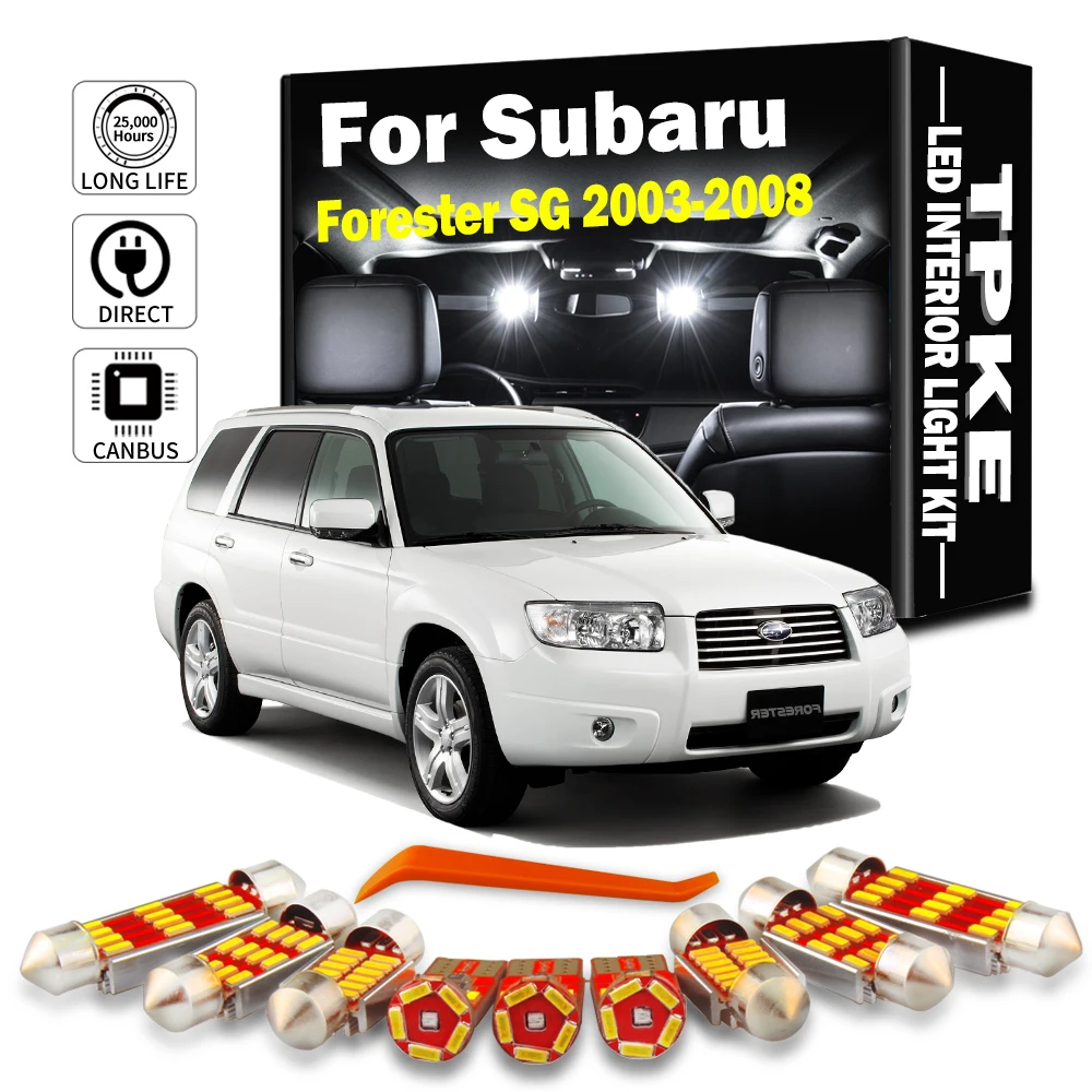 TPKE 9Pcs Car LED Interior Light Licence Plate Bulbs Kit For Subaru Forester SG 2003 2004 2005 2006 2007 2008 Trunk Signal Lamp