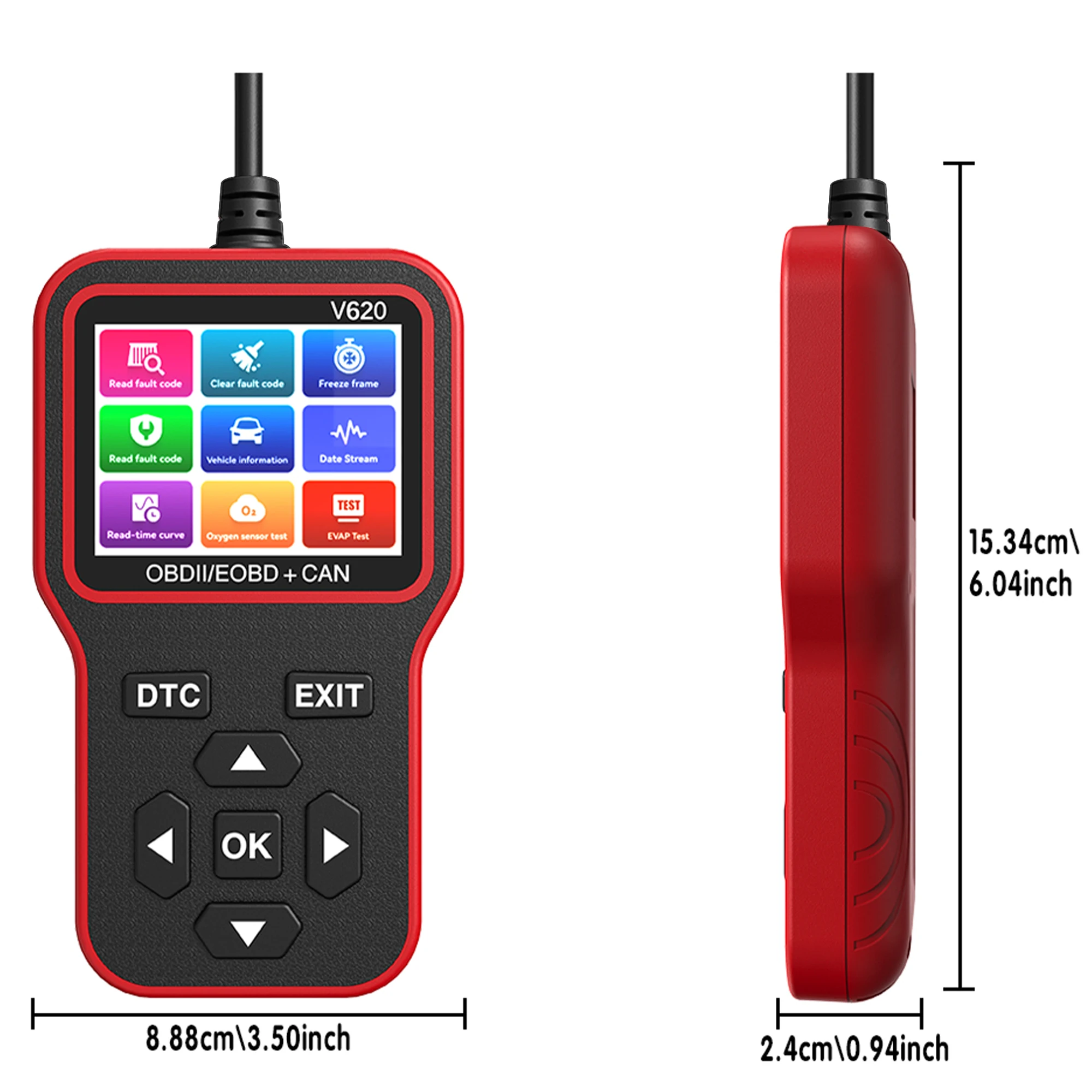 OBD2 Scanner Diagnostic Tool, Check Engine Light Car Code Reader with Reset, Battery Tester, Live Data, Freeze Frame, I/M