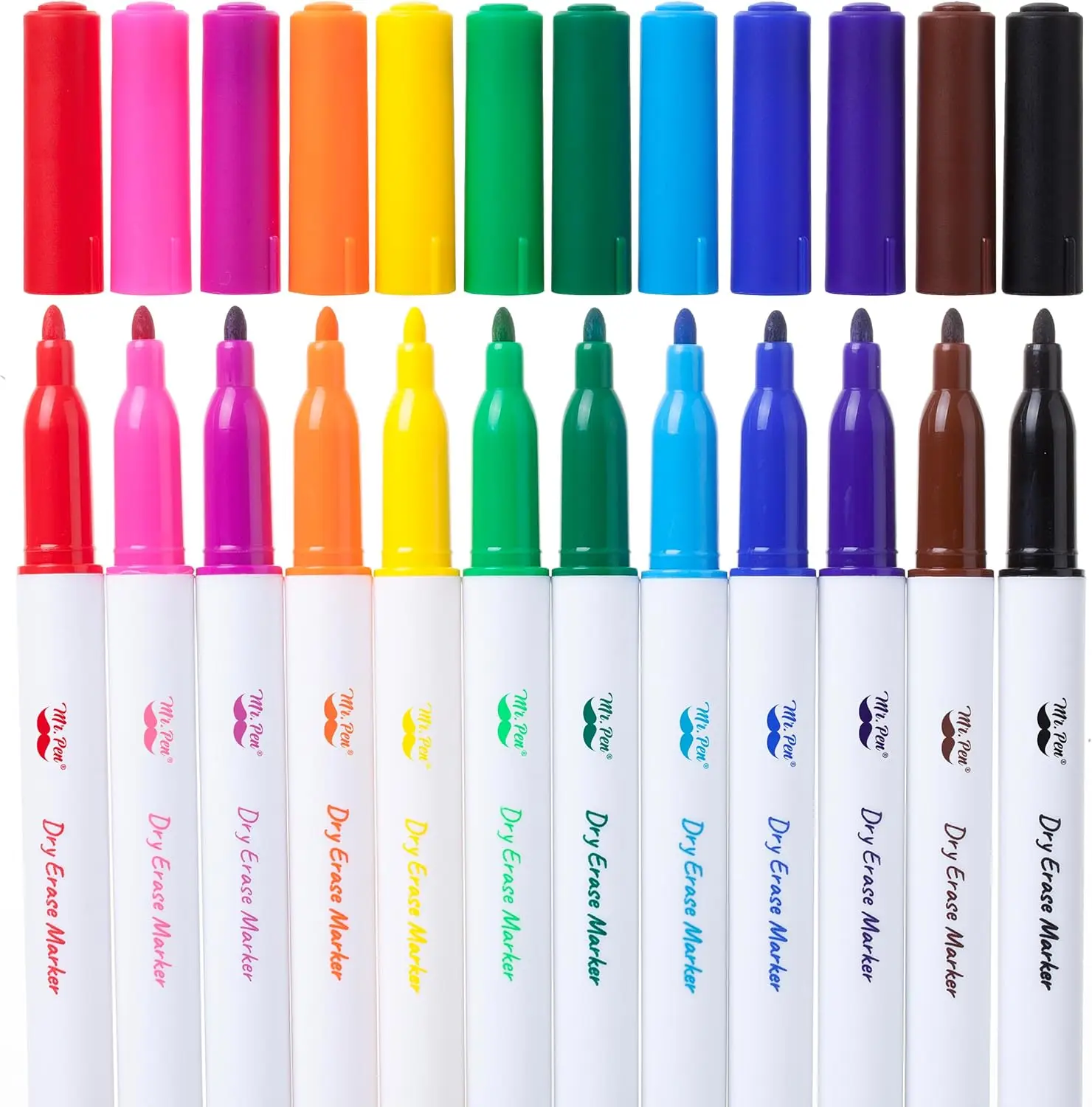 

Dry Erase Markers 12 Pack Assorted Colors Fine Tip for Whiteboard Glass Writing Office School Home
