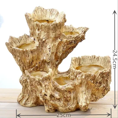 Resin Flower Pot for Succulent Plants, Desktop Potted Holder, Creative Tree Shape, Home Balcony Decoration, Ornaments Gift