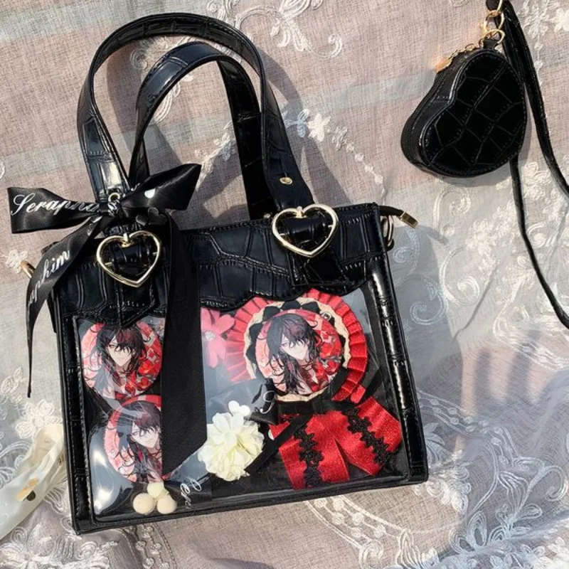 Imagem -04 - Haex-bolsa Kawaii Ita Feminina Estilo Japonês Fita Harajuku Lolita Bolsa de Ombro Tiracolo pu Coração Pequeno Moda