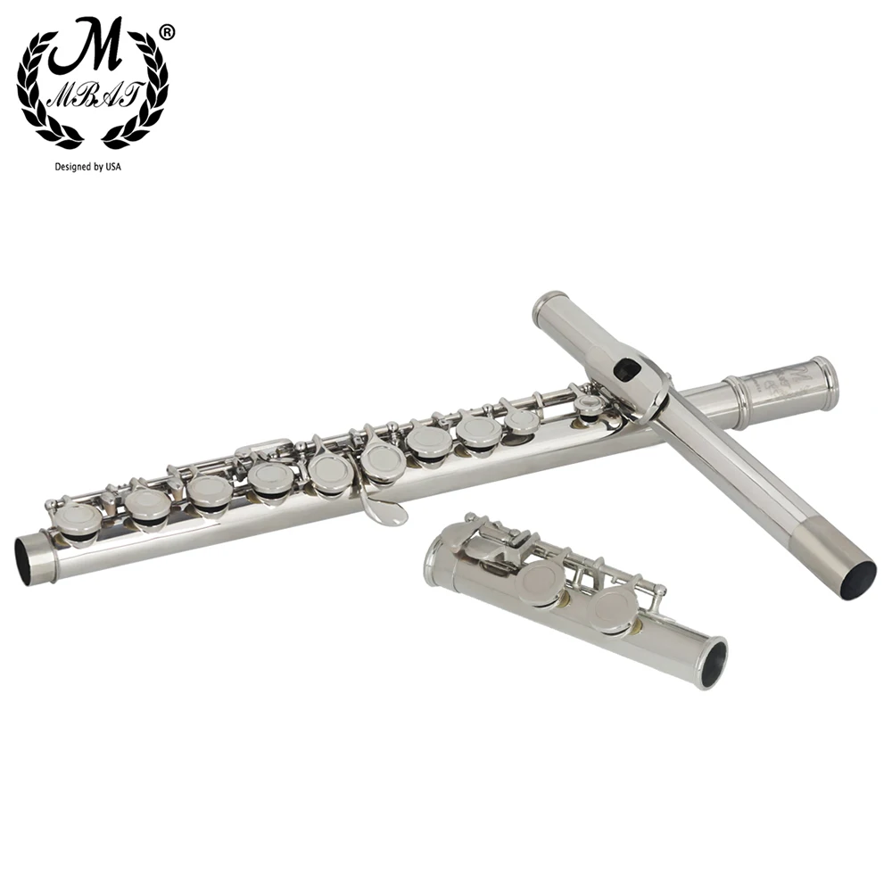 M MBAT16 ثقوب مفتوحة مغلقة C مفتاح الناي آلة موسيقية الحفل الناي الفضة مطلي المهنية عرضية الناي مع مفتاح E #5