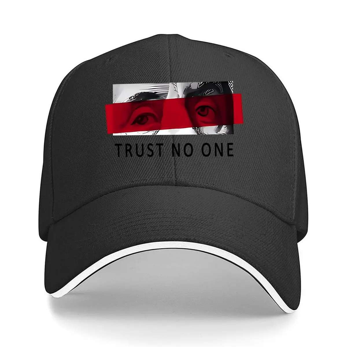 Trust No One Artistic Eye Graphic Sandwich Baseball Cap