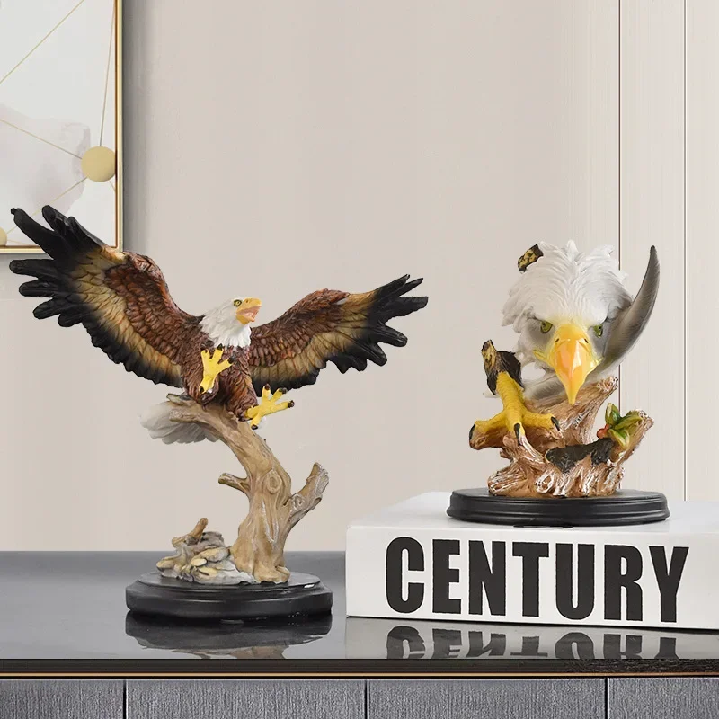 Simulation retro eagle resin handicraft ornament Dapeng spread its wings eagle sculpture home office decoration