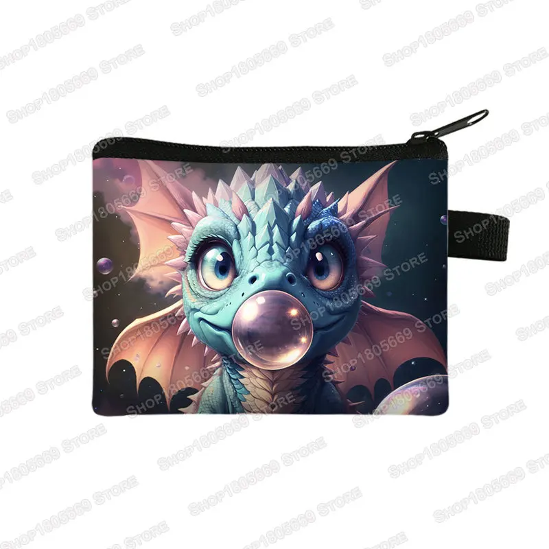 Cartoon Dragon Baby Print Coin Purse Fantasy Gothic Girls Wallet Fairy Angel Money Coin Bag Credit Card Key Lipstick Holder Gift - view 3