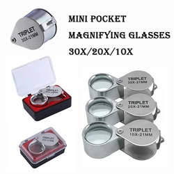 Portable Mini Metal Jewelry Magnifying Glass Foldable Jewelers Magnifying Inspection Tool Professional Magnifier 30X 20X 10X