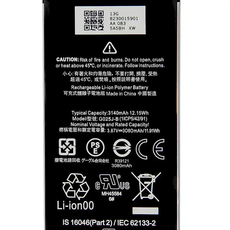 G025J-B For Google Pixel 4A Battery 3080mAh 3.87V