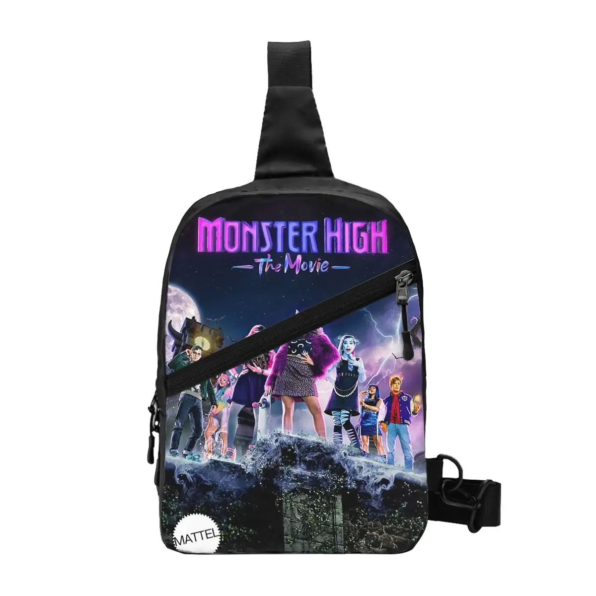 Monster High Doll Pretty Pink Pattern Chest Bag Men Sling Crossbody Backpack Chest Bag Traveling Hiking Daypack Shoulder Bag