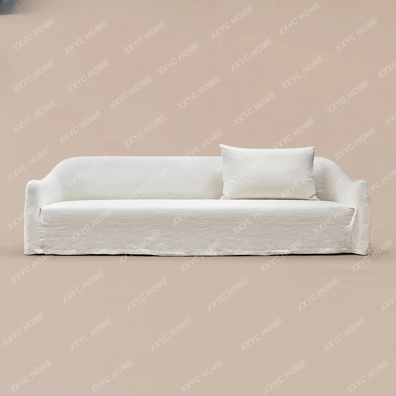 

Льняной диван-трансформер с съемными и моющимися чехлами в ретро-стиле, белый, односпальный/трехместный, секционный диван для дома.