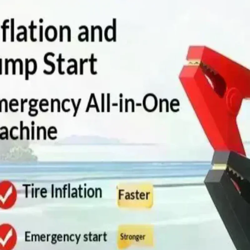 

Portable Jump Starter With Air Compressor For 12V Petrol Car 150 PSI Car Tires Air Pump With LED Lights & Pressure Gauge