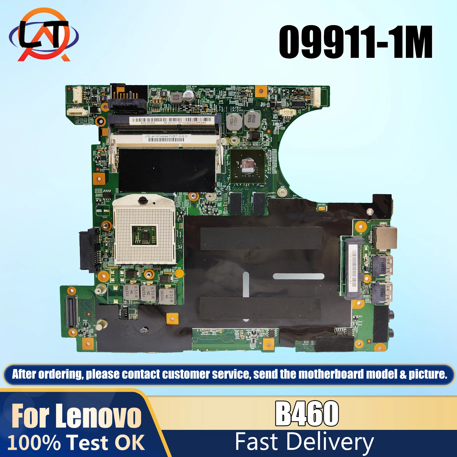 

09911-1M Mainboard For Lenovo B460 LA46 MB 48.4GV0101M Laptop Motherboard HM55 DDR3 GF310M 100% Test OK