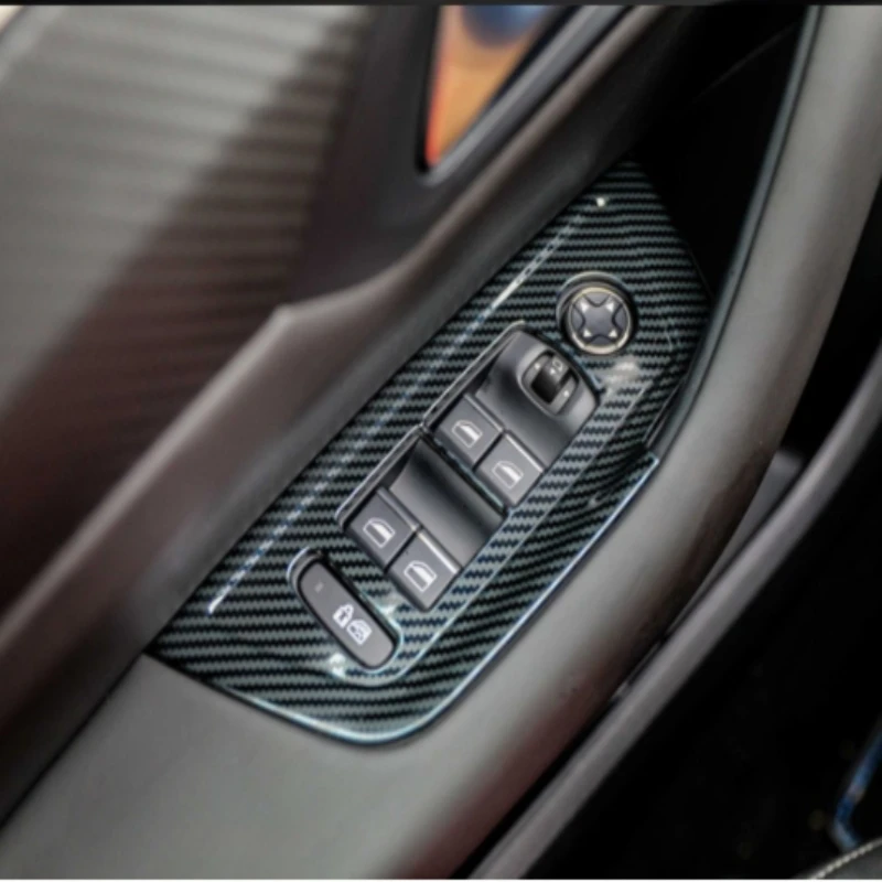 For Peugeot 508 GT 2019 2020 2021ABS Carbon Fiber Armrest Window Buttons Cover Glass Lift Adjust Switch Panel Trim Accessories - view 2