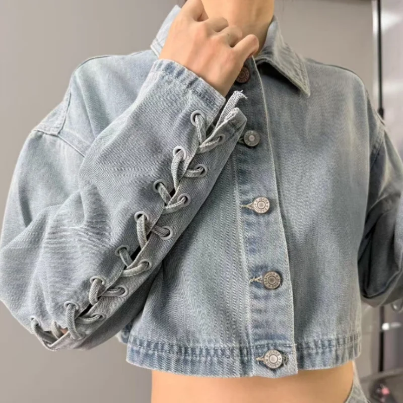 2025 Abbigliamento di alta qualità dal design multielemento in stile coreano giapponese di Dongdaemun Corea Cappotto giacca di jeans