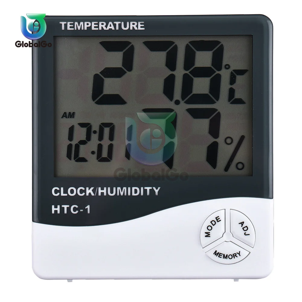 HTC-1 LCD Electronic Digital Temperature Humidity Meter Indoor Outdoor Thermometer Hygrometer Weather Station Clock