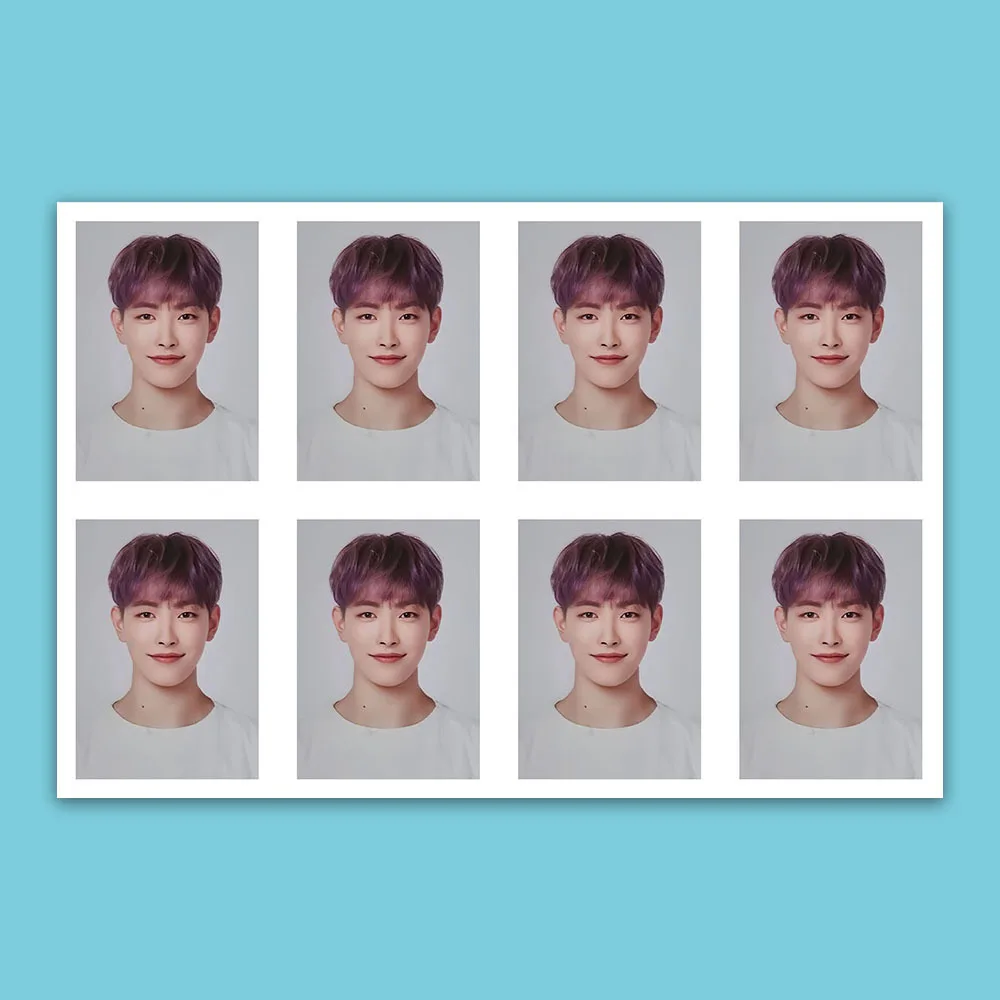 Kpop ATEEZ One Inch ID Photo 8pcs/Set YunHo Yeosang White Background Photograph Passport Resume Photo Fans Collection Gift